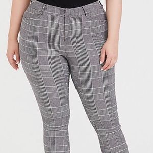 STRETCH ANKLE PANT - BLACK PLAID HOUNDSTOOTH